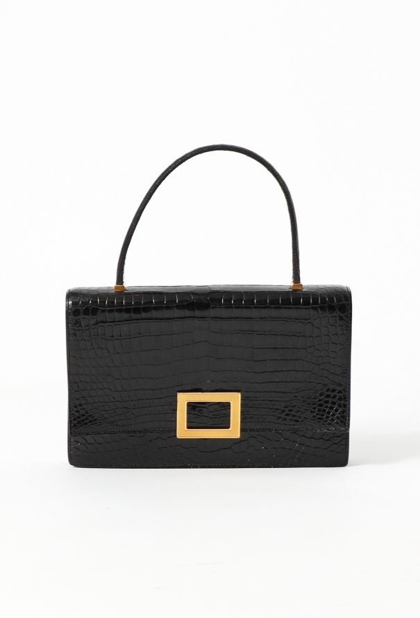 Hermès '60s Black Porosus Egée Bag - 1