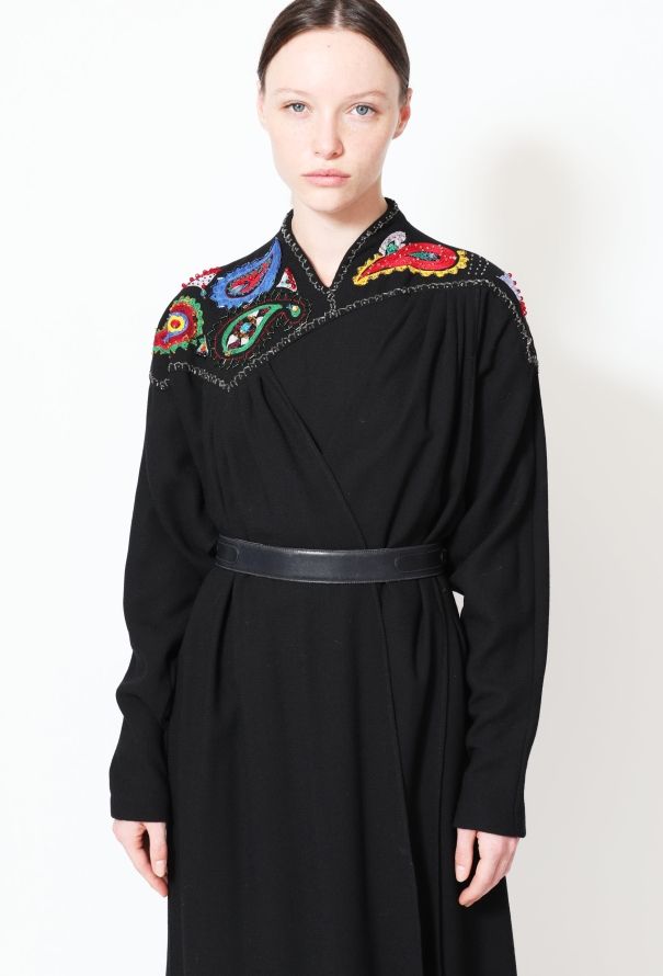 Exquisite Vintage Iconic Emmanuelle Khanh Paisley Embroidered Dress - 3