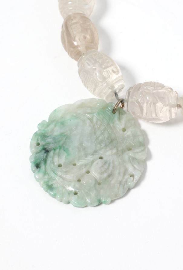 Embossed Jadeite Pendant Necklace - 2