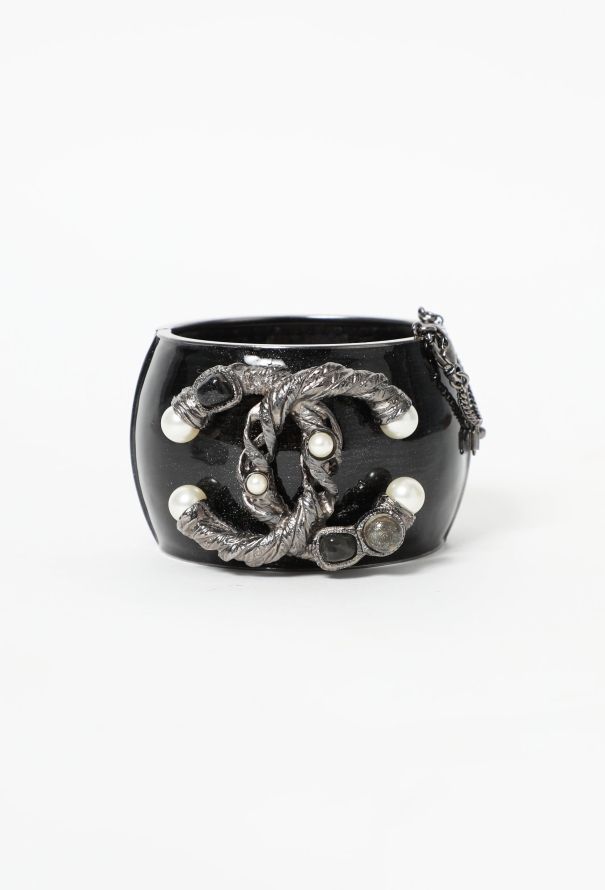 Chanel Iridescent 'CC' Pearl Embellished Cuff - 1