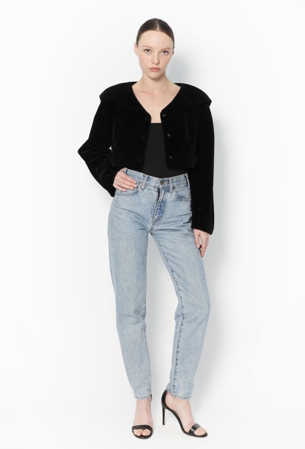 Thierry Mugler '80s Cropped Velvet Jacket - 5