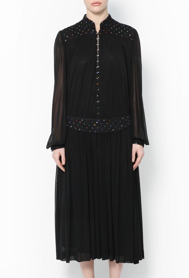 Louis Féraud '90s Embellished Chiffon Dress - 4