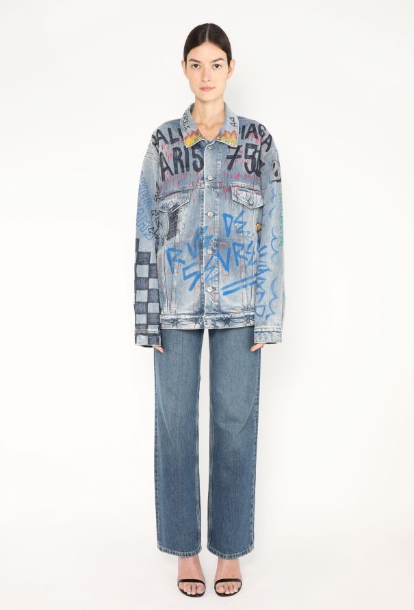 Balenciaga 2018 Hand-Painted Denim Jacket - 5