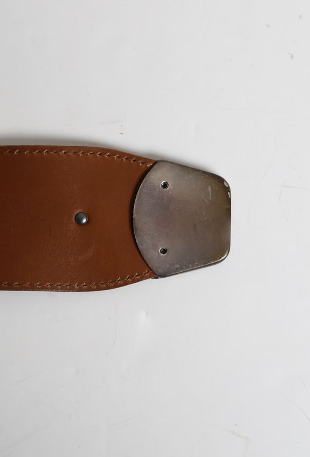 Bottega Veneta Engraved Leather Buckle Belt - 7