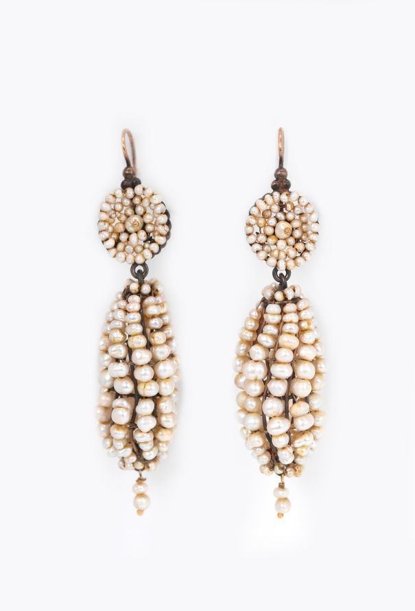 Vintage Fine Jewelry Antique 9K Gold & Pearls Earrings - 1