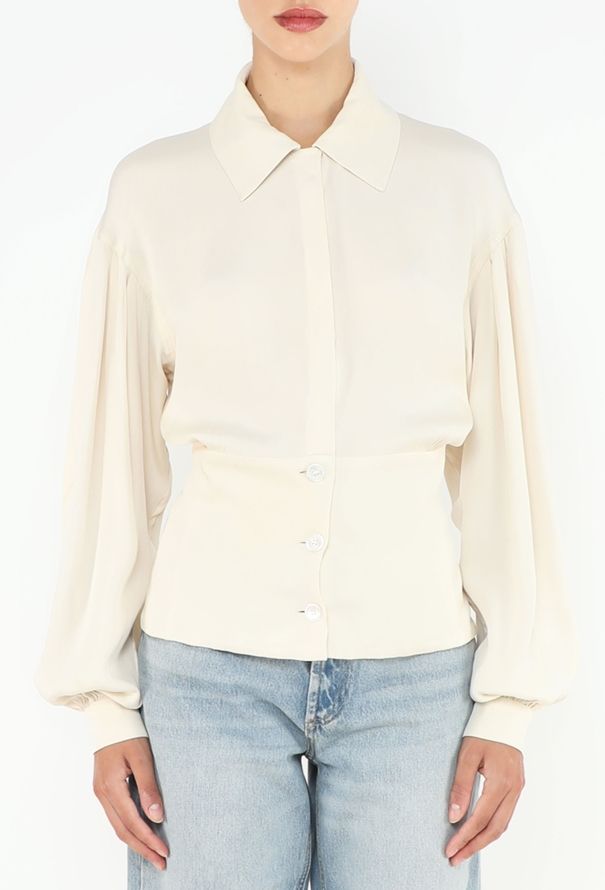 Hermès '90s Fluted Silk Blouse - 3