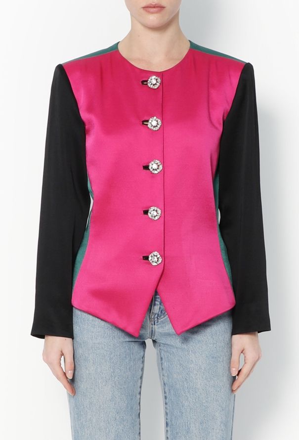 Saint Laurent Late '80s Colorblock Silk Jacket - 1