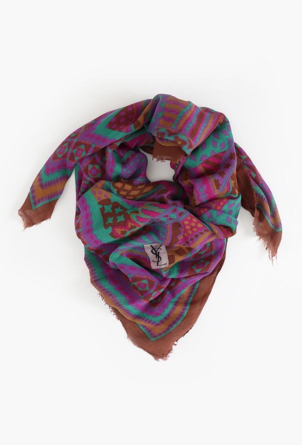 Saint Laurent Vintage Graphic Floral Scarf - 1