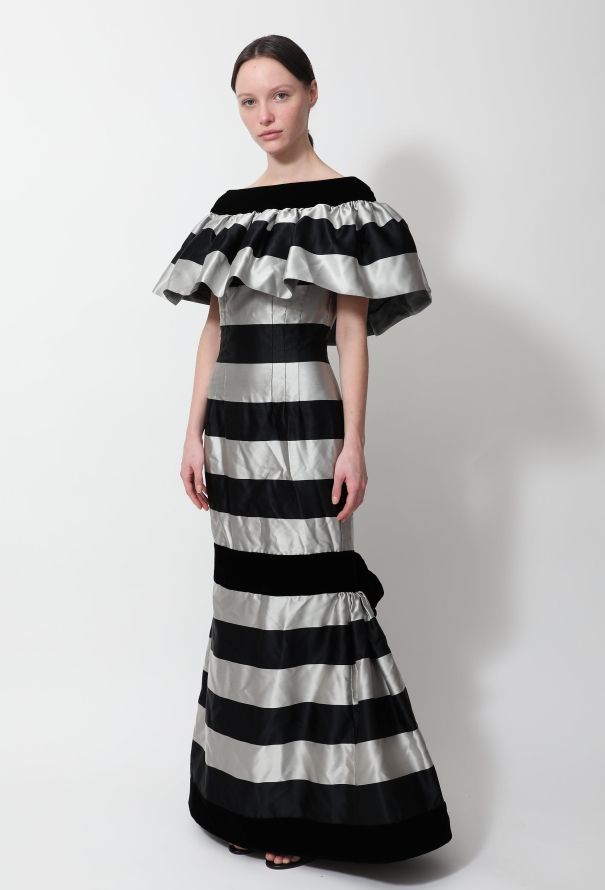 Oscar De La Renta Satin & Velvet Flamenco Gown - 1