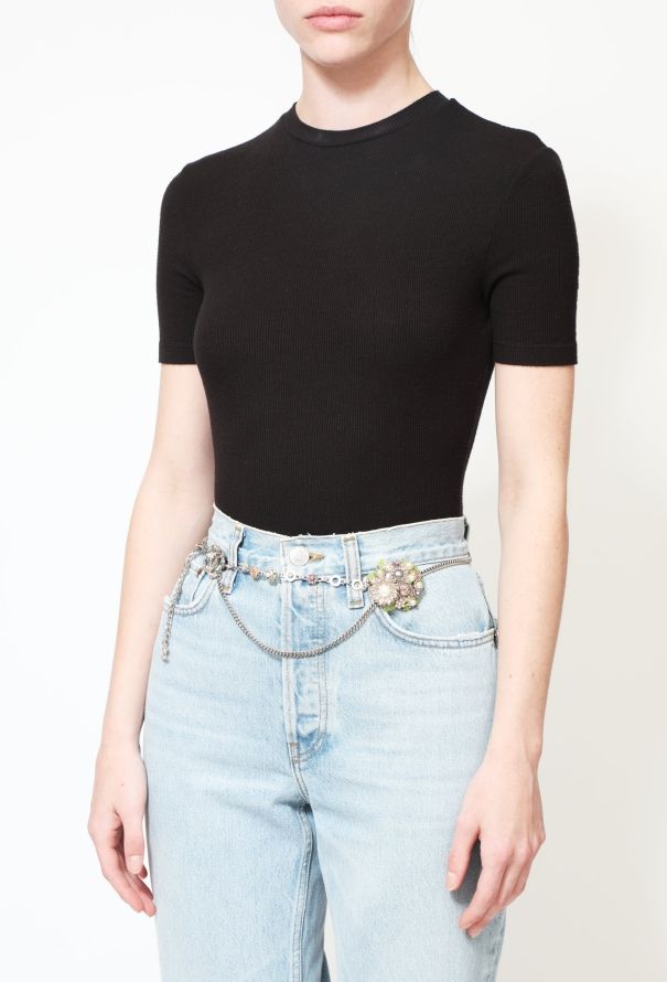 Chanel STUNNING S/S 2005 Floral Charm 'CC' Chainlink Belt - 1