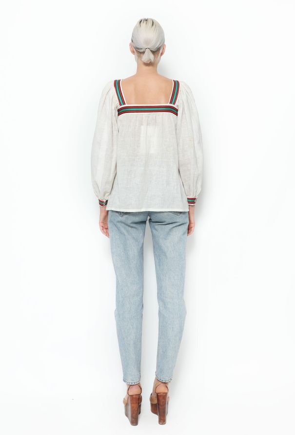 Saint Laurent 1977 Cotton Striped Trim Top - 4