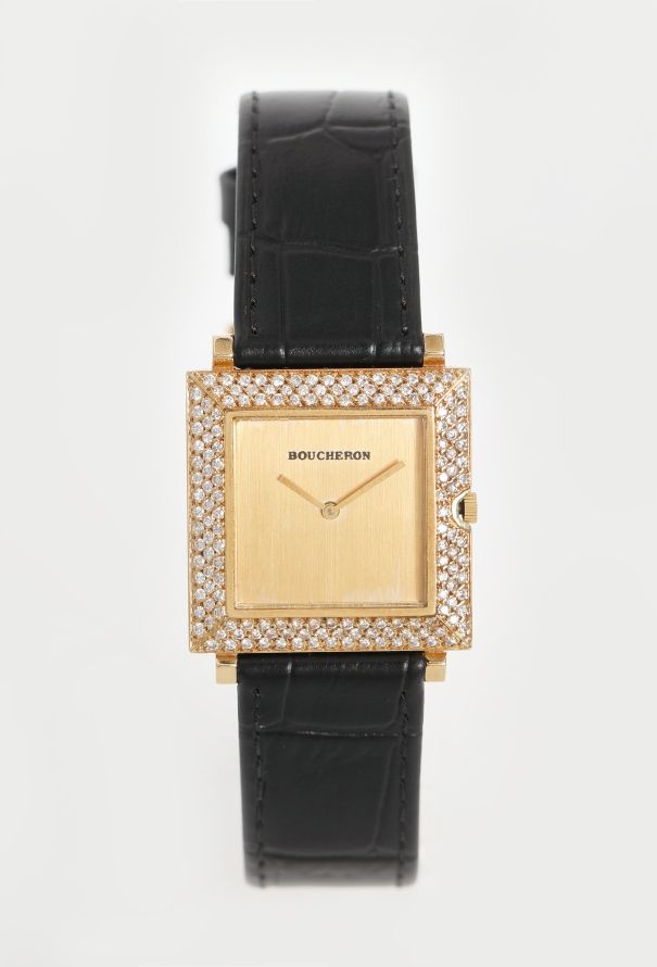 Boucheron 18k Yellow Gold & Diamond Carré Watch - 1