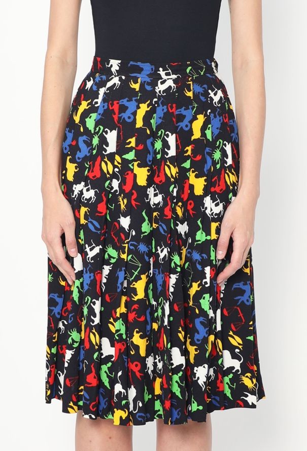 Saint Laurent S/S 1982 Pleated Zodiac Skirt - 4