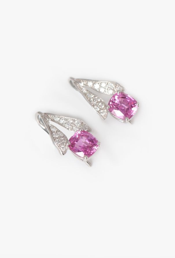 Mellerio 18k Gold, Diamond & 3.93 Carats Sapphire Tulip Earrings - 3