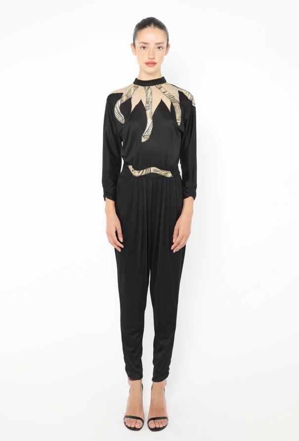 '80s Belted Mesh Snake Jumpsuit - 1