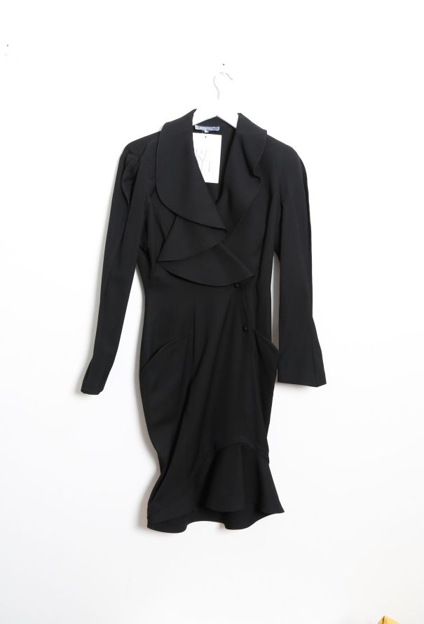 Thierry Mugler Vintage Ruffled Smoking Dress - 8
