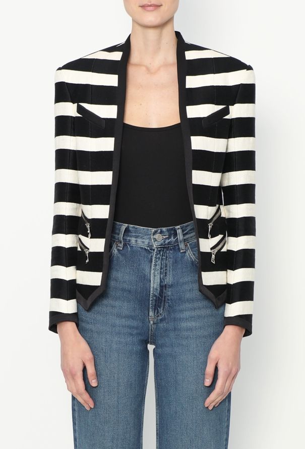 Balmain 2018 Bicolor Collarless Blazer - 1