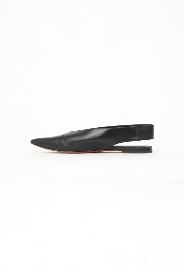 Céline Pointed Leather Slingback Flats - 4