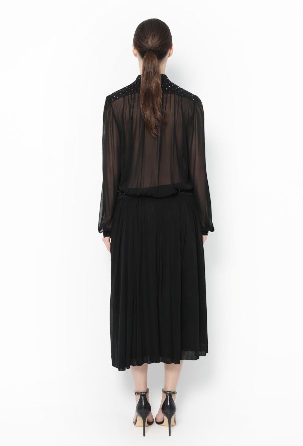 Louis Féraud '90s Embellished Chiffon Dress - 5