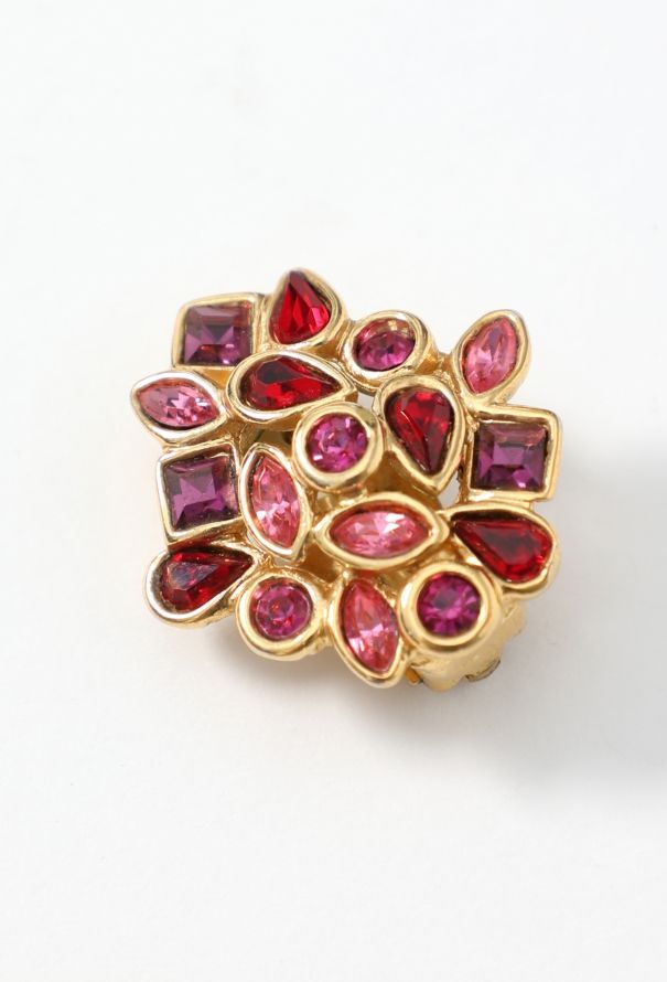 Saint Laurent '90s Strass Embellished Clip Earrings - 2