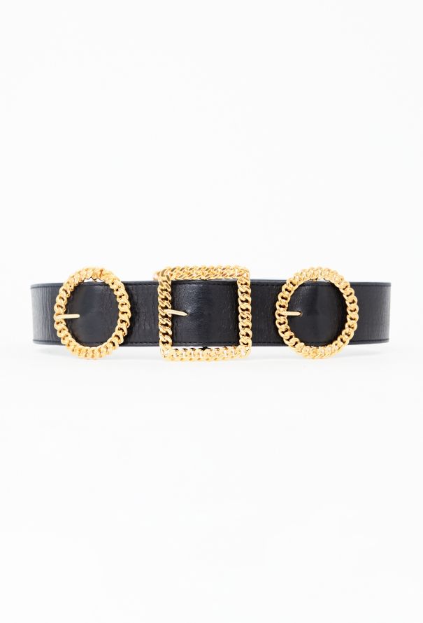 Chanel RARE S/S 1988 Gilded Chainlink Leather Belt - 1