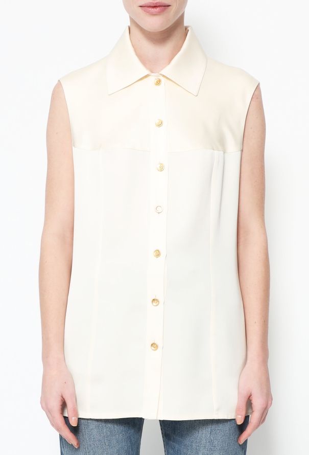 Chanel Vintage Split Silk Blouse - 1