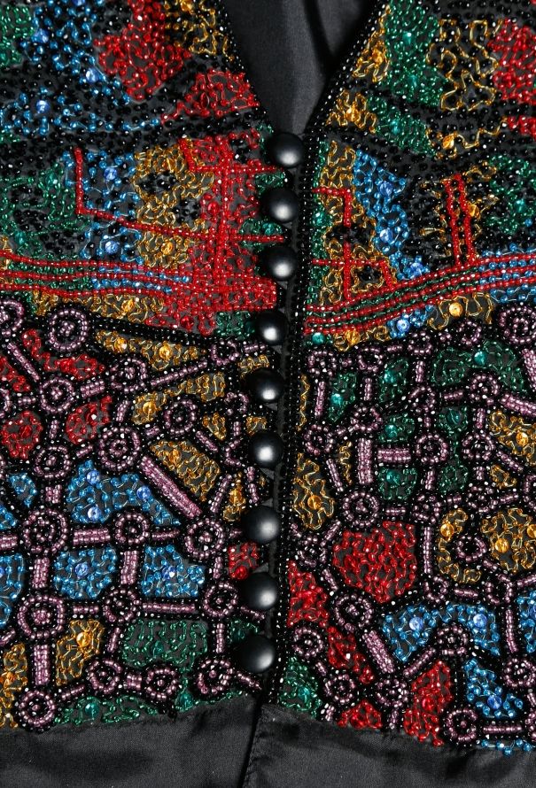 STUNNING Karl Lagerfeld S/S 1986 Mosaic Beaded Top - 6