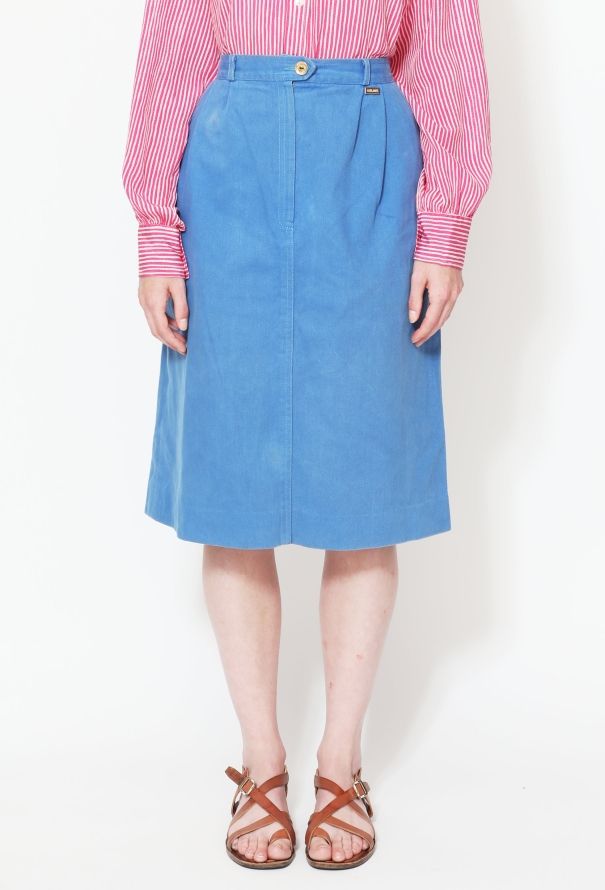 Céline 70s Jean's High-Waisted Blue Denim Skirt - 2