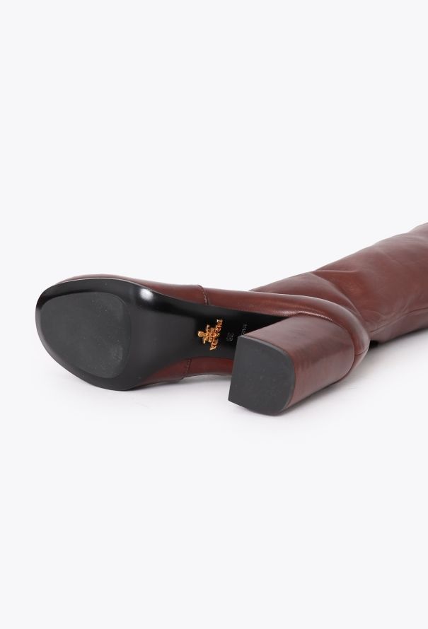 Prada Nappa Leather Chainlink Boots - 5