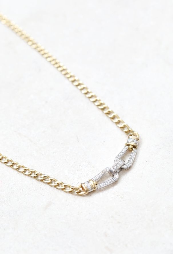 Vintage Fine Jewelry 18k Gold & Diamond Chainlink Necklace - 4