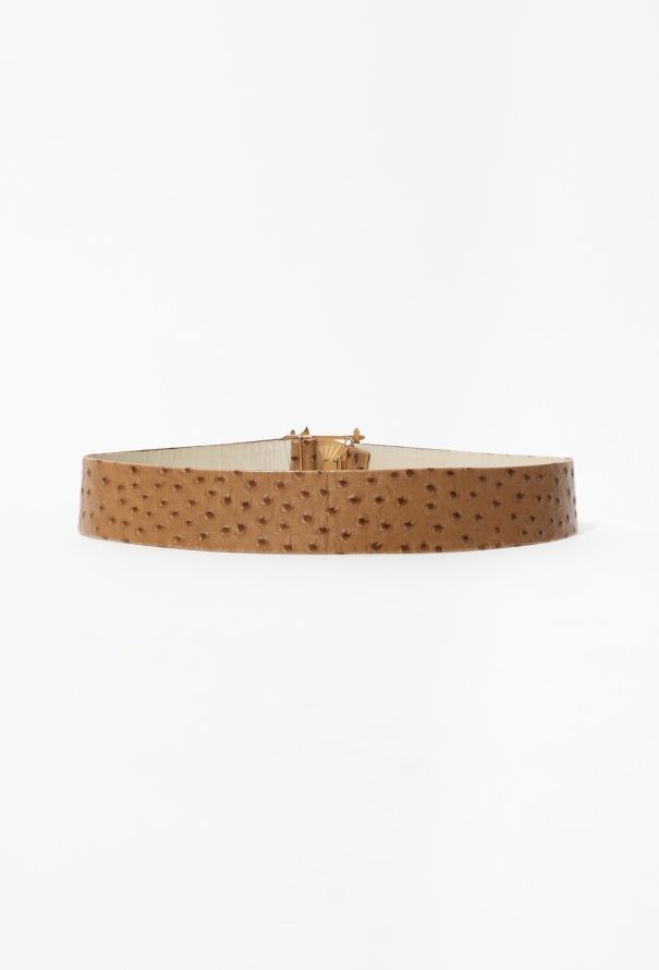 Dior 70s Ostrich Leather Pendant Buckle Belt - 3