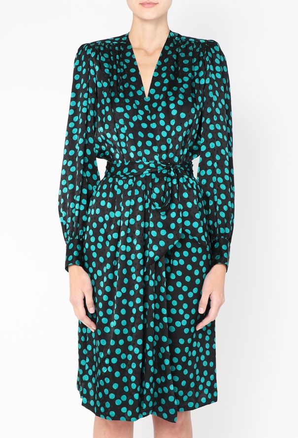 Saint Laurent Vintage Belted Silk Wrap Dress - 3