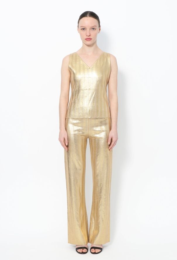 Thierry Mugler 2001 Metallic Striped Ensemble - 1