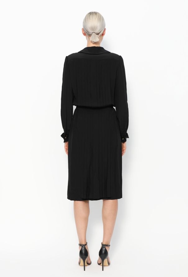 Chanel Rare Fall 1983 Pleated Silk Dress - 4