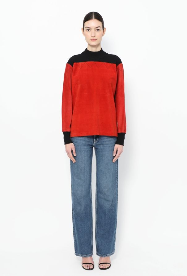 Saint Laurent Vintage Suede Embroidered Sweater - 2