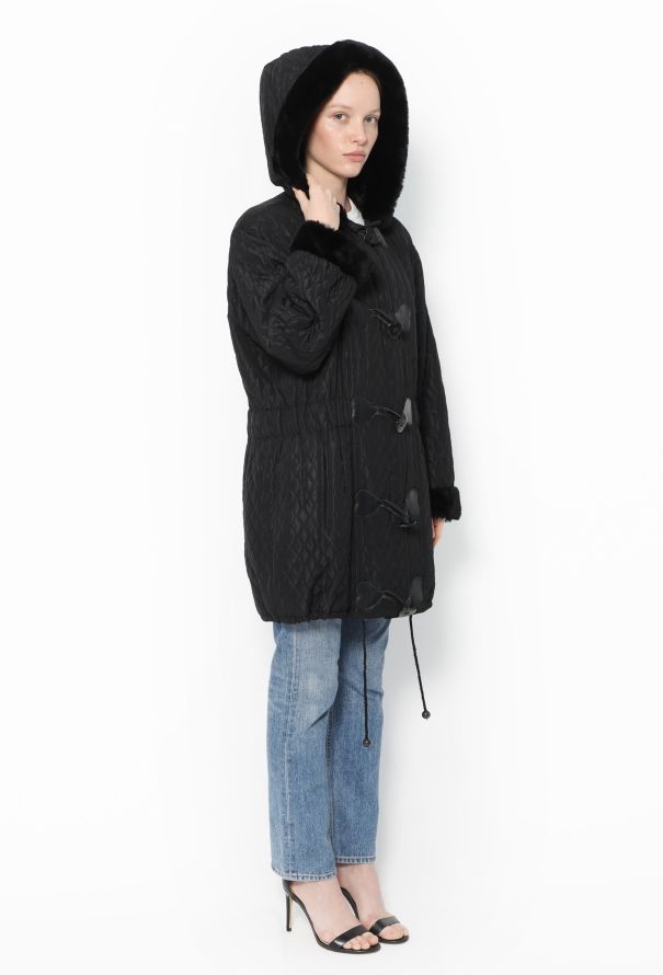 Saint Laurent 1993 Quilted Fur Trim Toogle Coat - 6