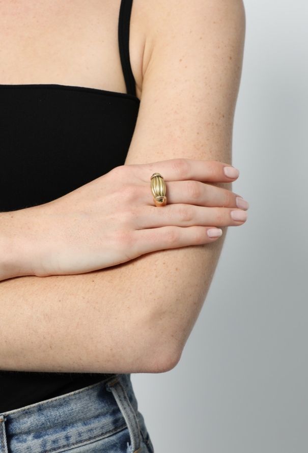 Vintage Fine Jewelry 18k Yellow Gold Gadroon Ring - 5