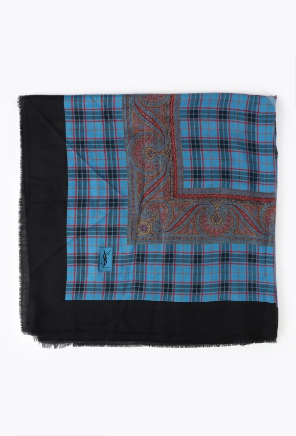 Saint Laurent '70s Paisley Checkered Scarf - 4
