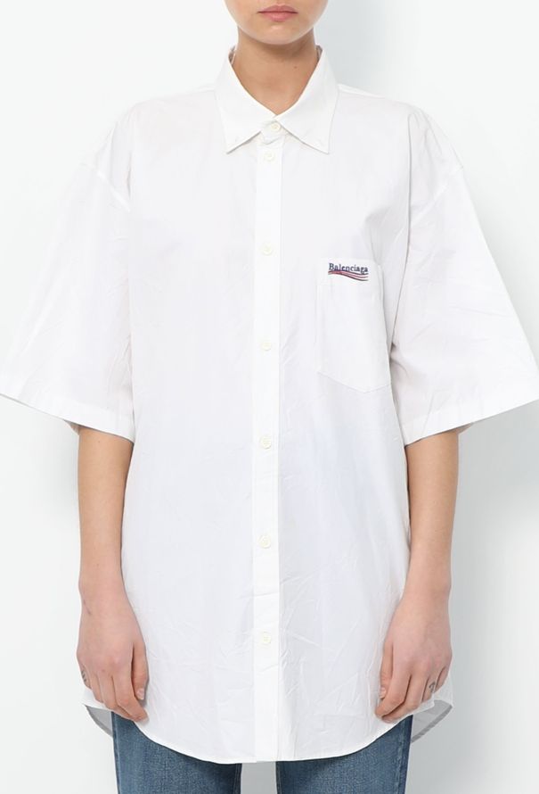 Balenciaga Cotton Embroidered Logo Shirt - 1