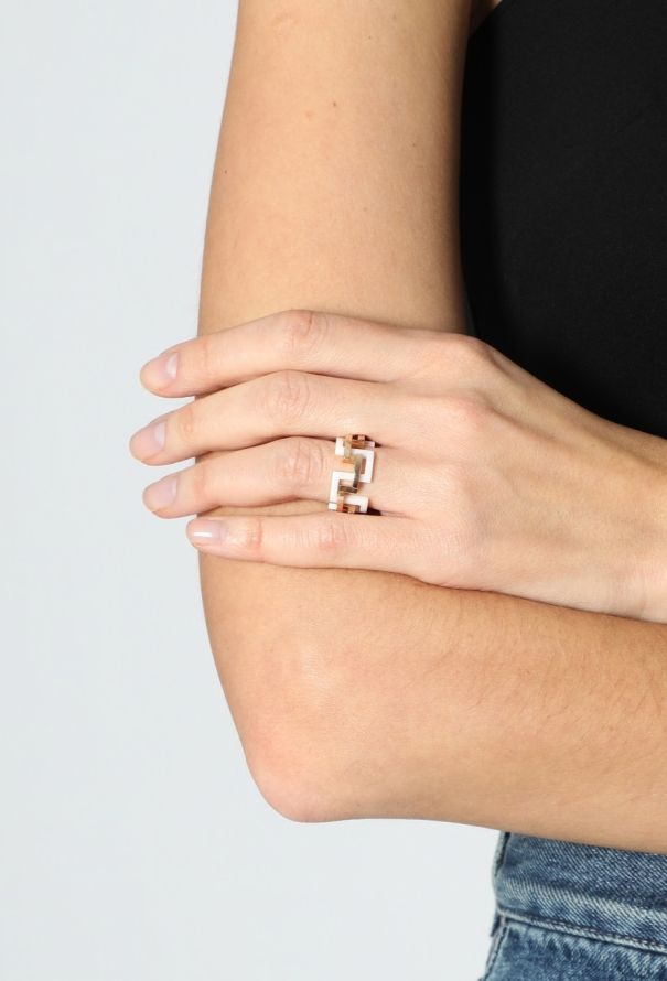 Mellerio 18k Rose Gold Ceramic Graphic Ring - 4
