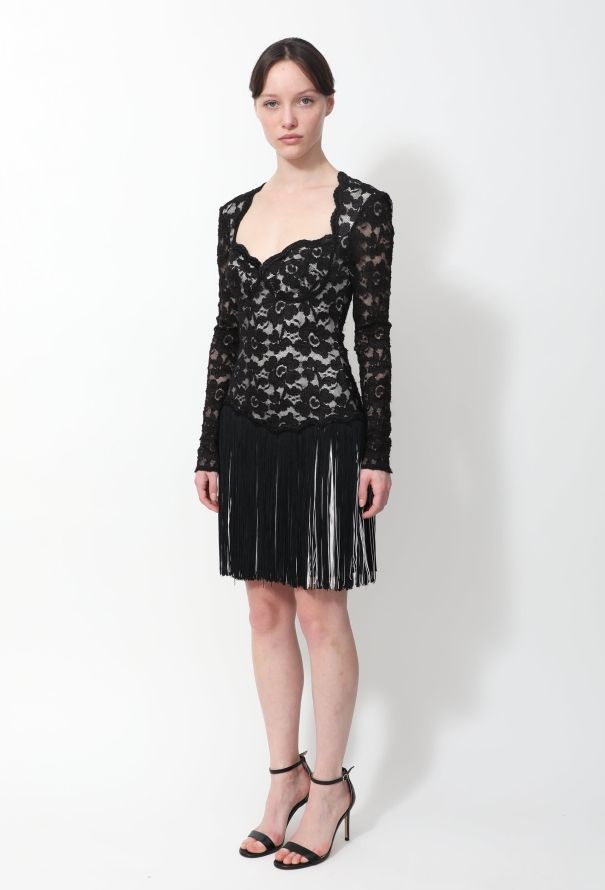 Embroidered Lace Evening Dress - 4