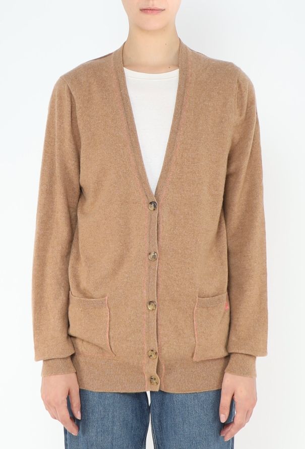 Céline Cashmere Contrast Stitch Cardigan - 1