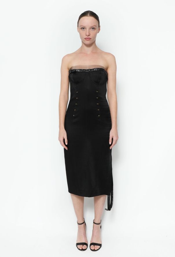 Dior 2001 Leather Trim Bustier Dress - 3