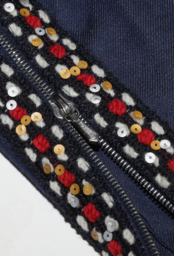 Chanel F/W 2004 Embroidered Trim Denim Dress - 7