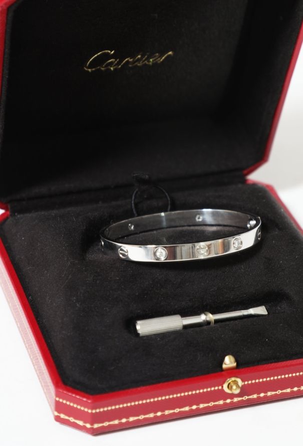 Cartier 18k White Gold Diamond Love Bracelet - 8