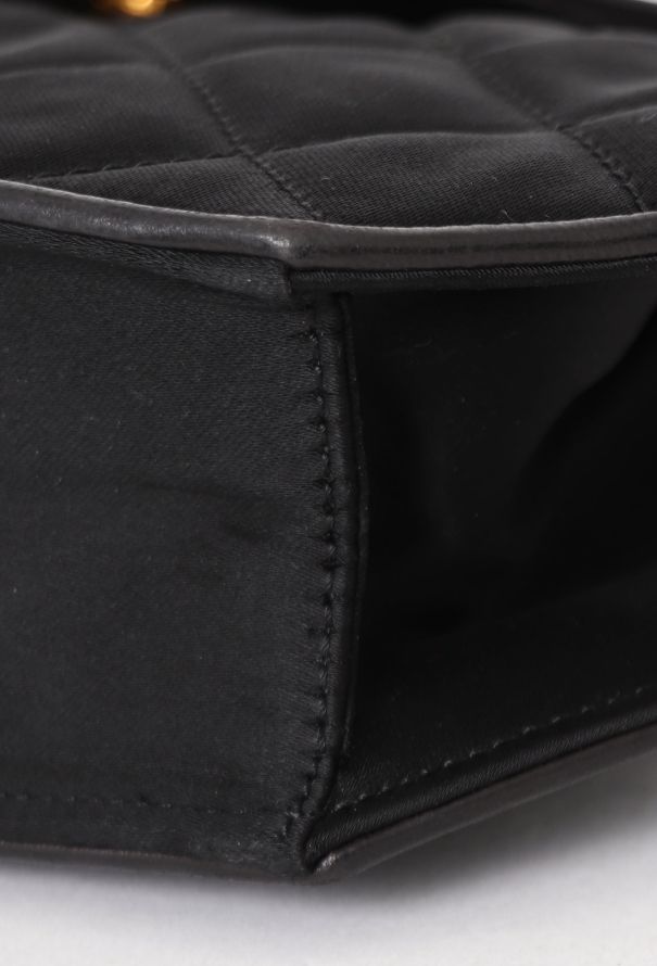 Chanel '90s Black Satin Octagon Classic Chain Bag - 9
