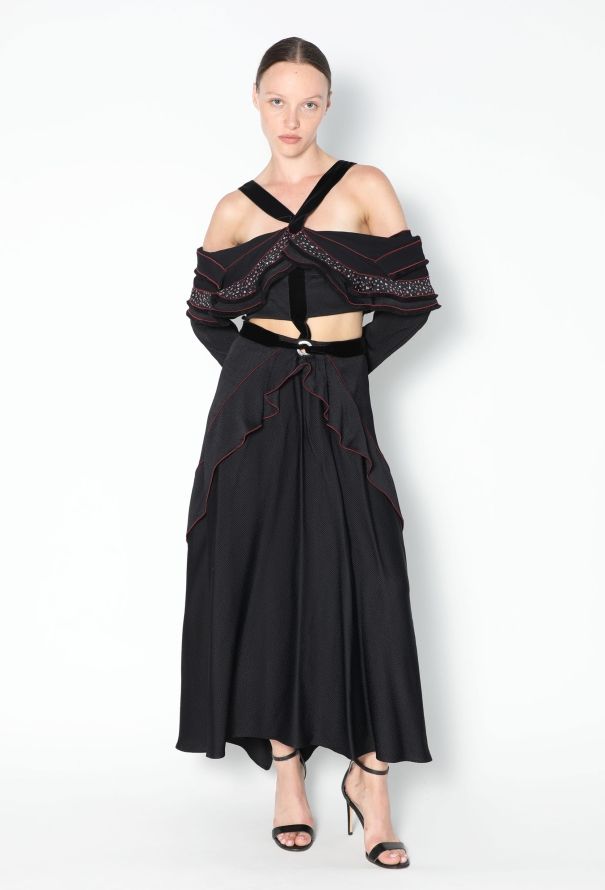 Proenza Schouler S/S 2016 Ruffled Velvet Halter Dress - 4