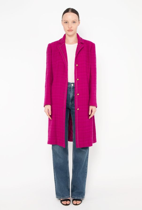 Chanel RARE '70s Fuscia Tweed Camélia Coat - 1