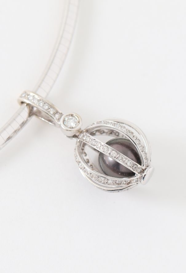 Vintage Fine Jewelry 18k White Gold & Tahitian Pearl Necklace - 3