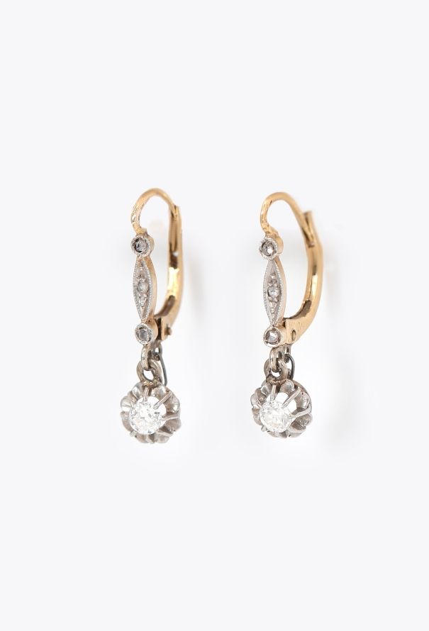 Vintage Fine Jewelry 18k Yellow Gold & Diamond Dormeuses - 3